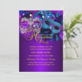 Invitation de la fête mascarade de masques violet  (Debout devant)