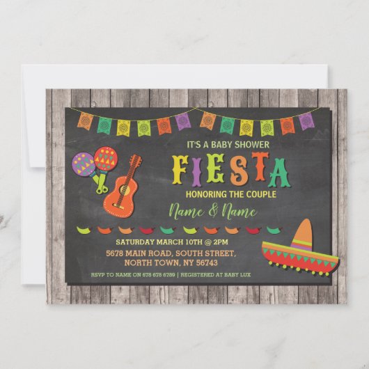 Invitation de la fête mexicaine de Fiesta Baby sho (Devant)