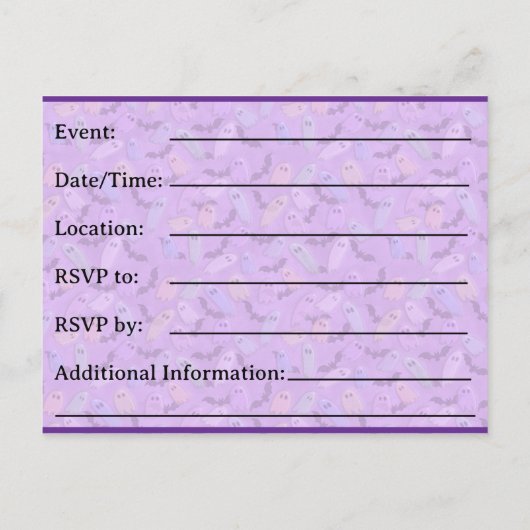 Invitation de la fête Pastel Ghosties (Dos)