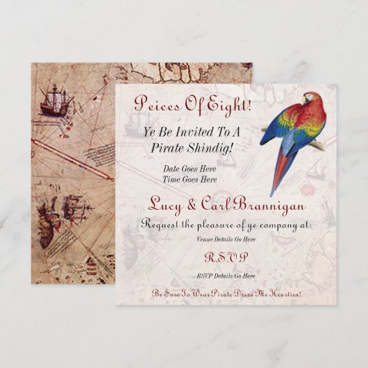 Invitation de la fête pirate (Devant / Derrière)