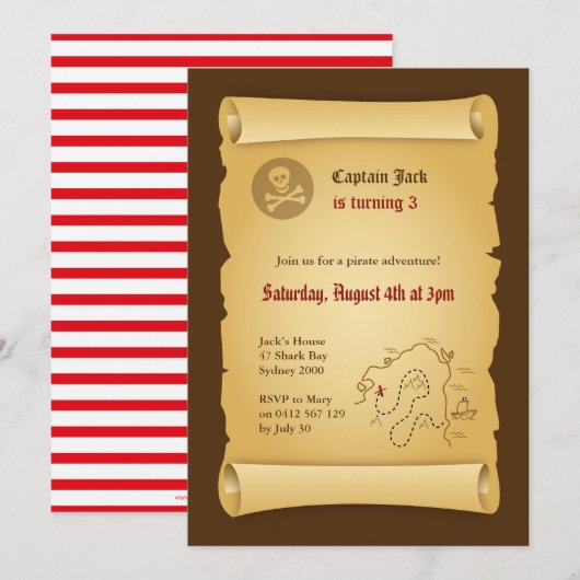 Invitation de la fête pirate (Devant / Derrière)