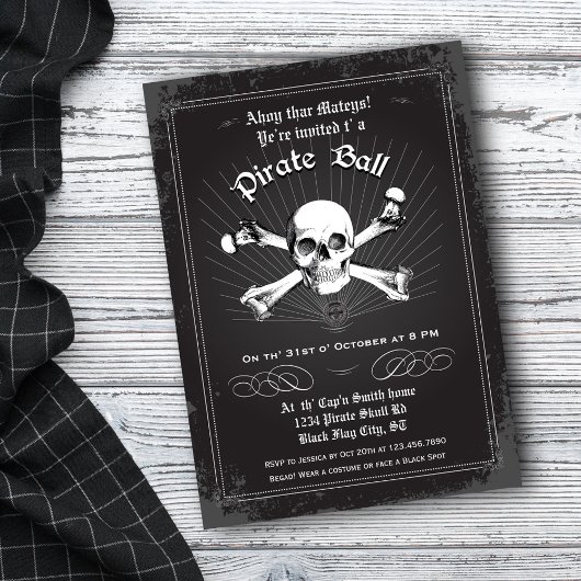 Invitation de la fête pirate d'Halloween