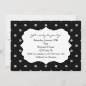 Invitation de la fête Pois Black & Silver Faux (Dos)