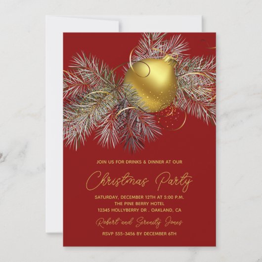 Invitation de la fête rouge de l'arbre de Noël (Devant)