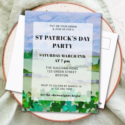 Invitation de la fête Shamrock de la Saint Patrick