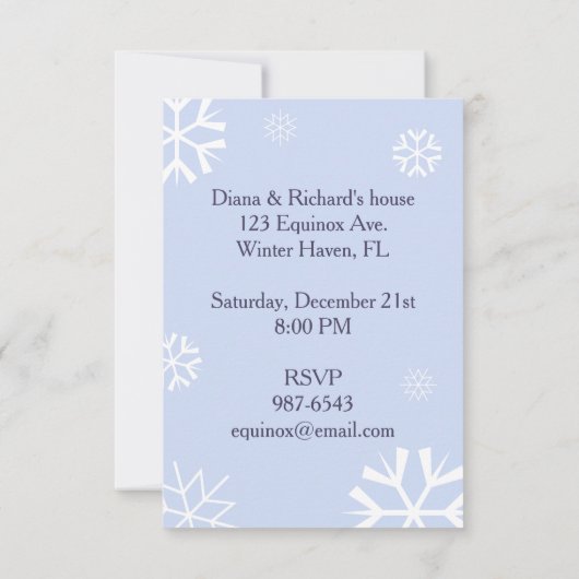 Invitation de la fête solstice d'hiver (Dos)