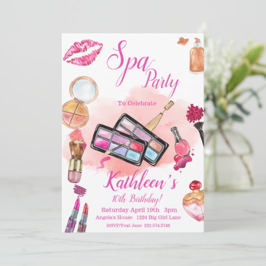 Invitation de la fête spa, Anniversaire modifiable (Debout devant)