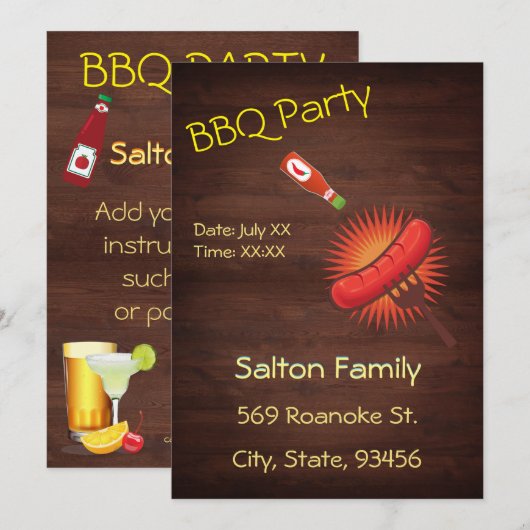 Invitation de la fête Super Potluck BQ Budget (Devant / Derrière)