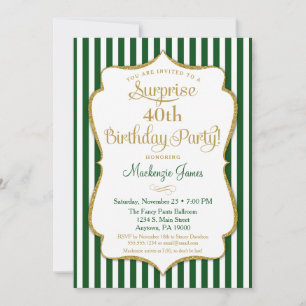 Invitation de la fête surprise Hunter Green Gold