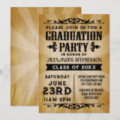 Invitation de la fête vintage de graduation (Devant / Derrière)