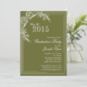 Invitation de la fête Vintage de graduation verte (Debout devant)