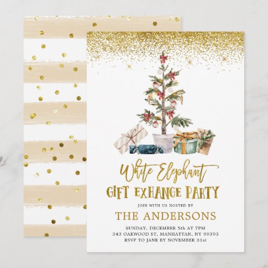 Invitation de la fête White Elephant (Devant / Derrière)
