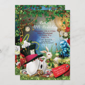 Invitation de la fête Wonderland (Devant / Derrière)