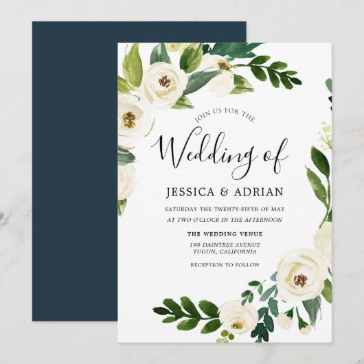 Invitation de la feuille verte de courge blanche m (Devant / Derrière)