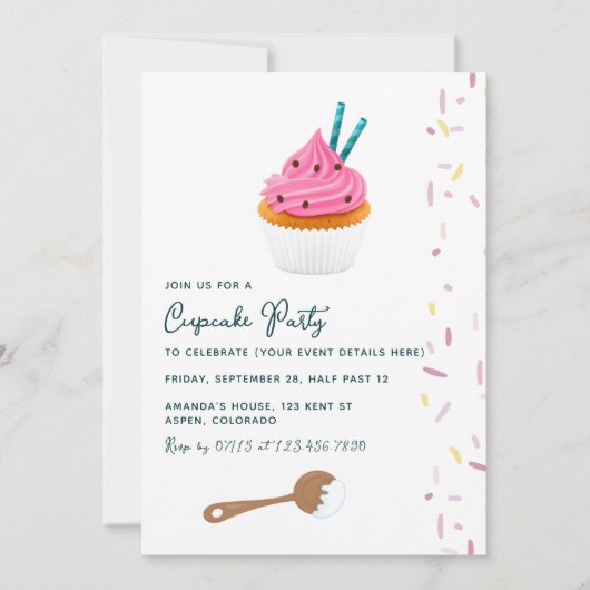 Invitation de la Fille Anniversaire Cupcake Baking (Devant)
