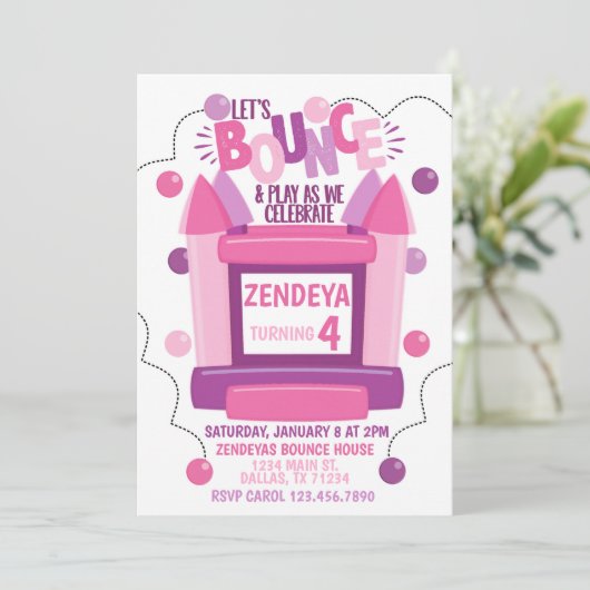 Invitation de la Fille Bounce House (Debout devant)