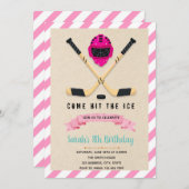 Invitation de la fille d'anniversaire de hockey su (Devant / Derrière)