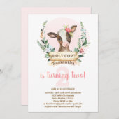 Invitation de la Fille de l'Anniversaire de la Vac (Devant / Derrière)