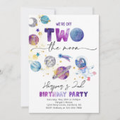Invitation de la fille DEUX la lune | Invitation s (Devant)