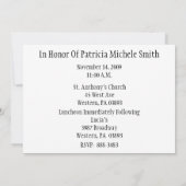 Invitation de la fille du baptême (Dos)