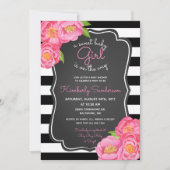Invitation de la fille Polkadot rose Baby shower f (Devant)