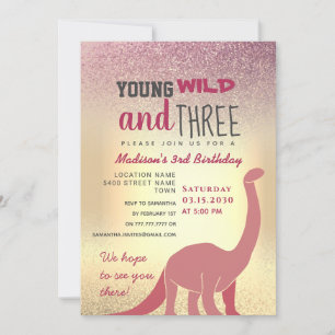 Invitation de la fille rose 3e anniversaire