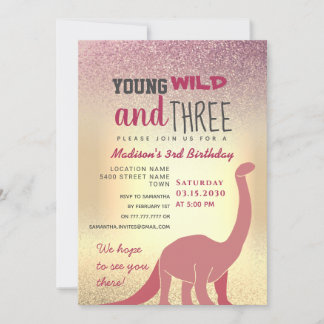 Invitation de la fille rose 3e anniversaire