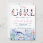 Invitation de la fille sous le Baby shower marin (Devant)
