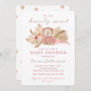 Invitation de la fille Teddy Bear Douche   Boho Te