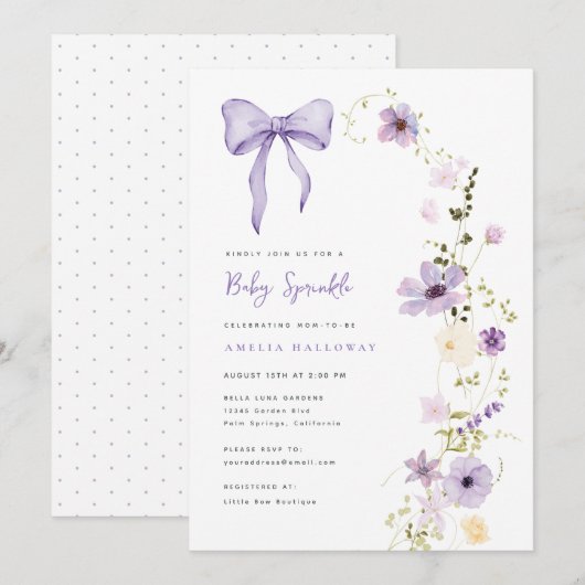 Invitation de la Fleur sauvage de l'aspersion de b (Devant / Derrière)