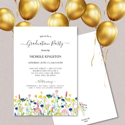 Invitation de la fleur sauvage Garden Graduation P