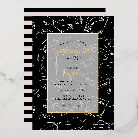 Invitation de la Foil Graduation Party (Recto/Verso)