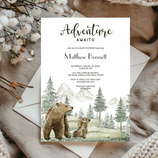 Invitation de la forêt d'aquarelle de la mère et d