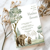 Invitation de la forêt d'aquarelle de la mère et d