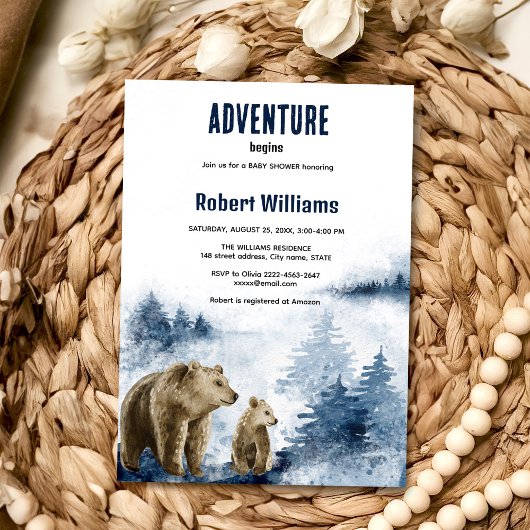 Invitation de la forêt d'aquarelle de la mère et d