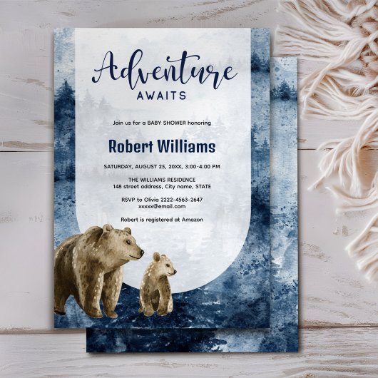 Invitation de la forêt d'aquarelle de la mère et d