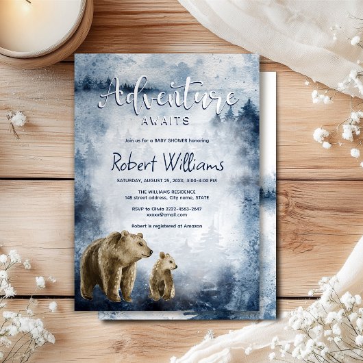 Invitation de la forêt d'aquarelle de la mère et d