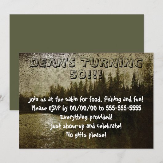 Invitation de la forêt rustique avec lac (Devant / Derrière)