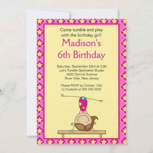 Invitation de la Fun Gymnastique Anniversaire de e (Devant)