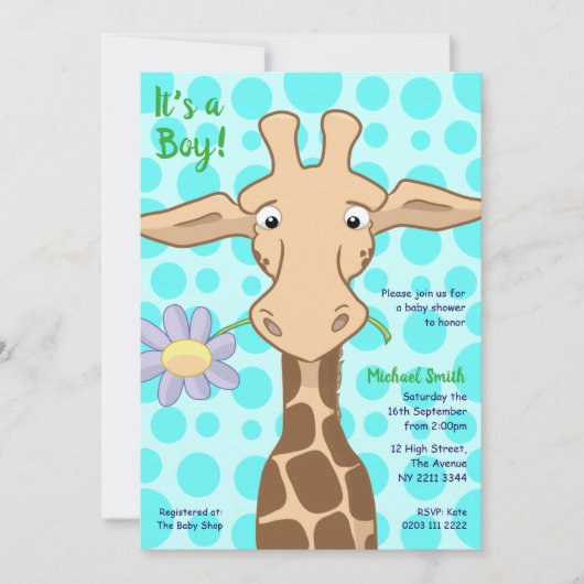 Invitation de la Giraffe Baby shower Party (Devant)