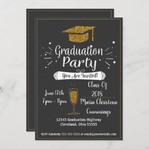 Invitation de la Glittery Chalkboard Graduation Pa