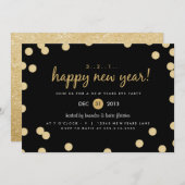 Invitation de la Gold Confetti Nouvel An (Devant / Derrière)