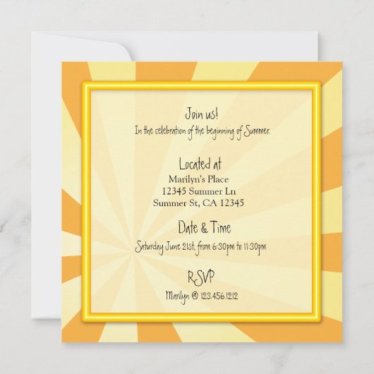 Invitation de la Gradient Summer Solstice Party (Dos)