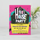 Invitation de la House Party des années 90 rose (Debout devant)