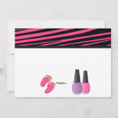 Invitation de la Journée Spa des filles Zebra rose (Dos)