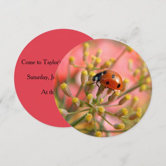Invitation de la Lady Bug Party (Devant / Derrière)