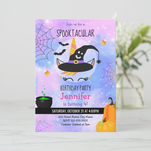 Invitation de la licorne d'Halloween (Debout devant)