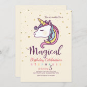 Invitation de la licorne magique (Devant / Derrière)