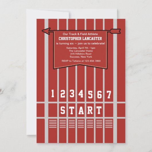 Invitation de la ligne de départ de la piste et du (Devant)