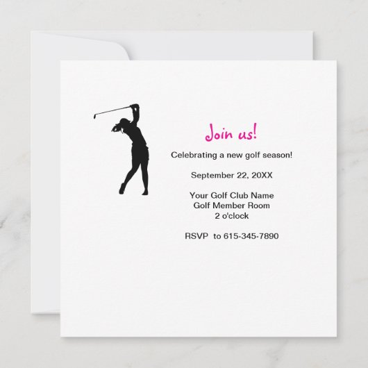 Invitation de la Ligue de Golf Dames (Dos)